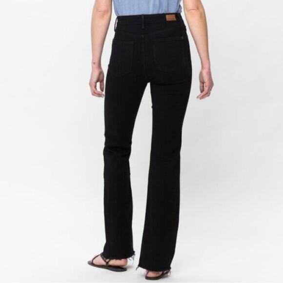 JUDY BLUE classic bootcut raw hem button fly black jeans 31 - Picture 4 of 8